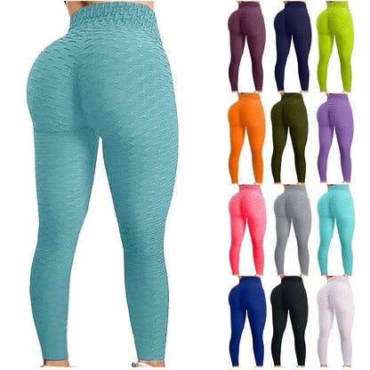 Color: Rose Red, Size: S - Women's Bubble Hip Lifting ExerciseYoga Pants Women  Fitness Running High Waist Gym Fitness Sports Flared Pant  Dance Trouers