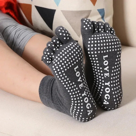 Size: PP, Color: Beige - Non-Slip Toe Socks, Comfortable Five-Finger Yoga Socks For Running, Women's Stockings And Hosiery