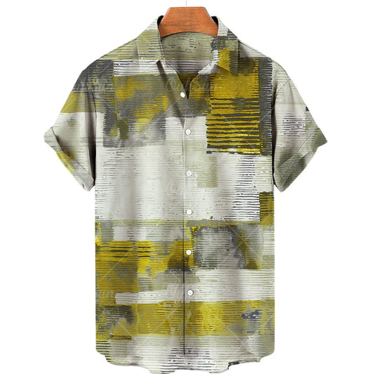 Color: MULTI, Size: XL - Men's Hawaiian Shirts Men's Short Sleeved Vintage Shirt Men's Fashionable Summer Beach Tops Loose And Comfortable men's Clothing
