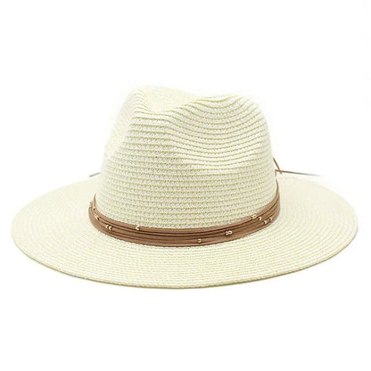 Color: Lavender, Size: M - Big Size 60CM New Straw Hat 7cm Brim Summer Cooling Beach Sun Hat Outdoor Party Panama Jazz Hat Sombreros De Mujer