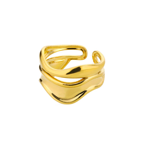 Anillos de acero inoxidable 316L para mujer, color dorado, nunca se decoloran, de lujo. 