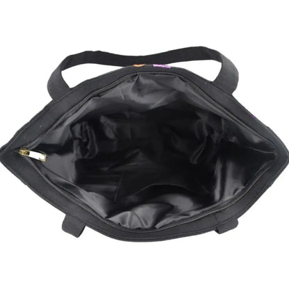 Color: Clear - Ethnic Style Women Shoulder Bag Casual Canvas Large Capacity Embroidered Tote Bag Handbag Colorful Shopping Bag