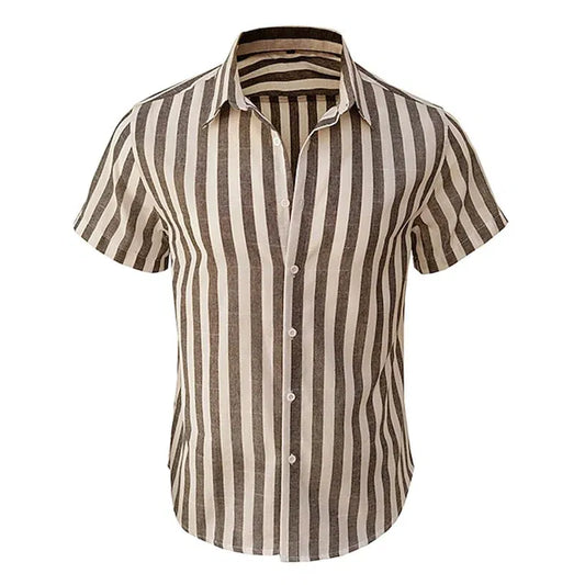 Color: Blue, Size: XXXL - Alternating Striped men's Shirts Summer Minimalist Shirts Beach Casual Style Short Sleeved Shirt Men's Hawaii Vacation Shirt
