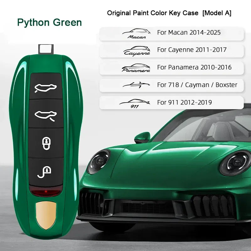 Nombre del color: PÚRPURA - Para Porsche Cayenne 9ya 9yb Panamera 971 911 Targe Taycan Macan 95b Cayman 718 Boxster 2014-2025 Funda para llave inteligente de coche