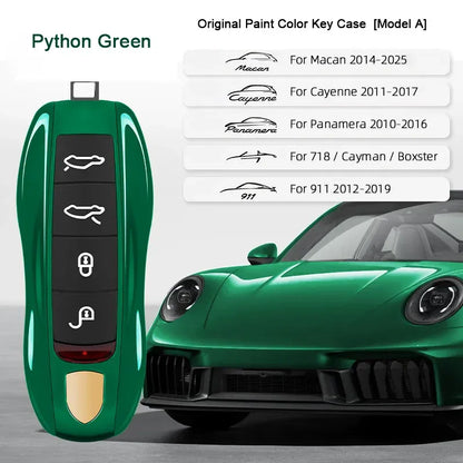 Nombre del color: PÚRPURA - Para Porsche Cayenne 9ya 9yb Panamera 971 911 Targe Taycan Macan 95b Cayman 718 Boxster 2014-2025 Funda para llave inteligente de coche