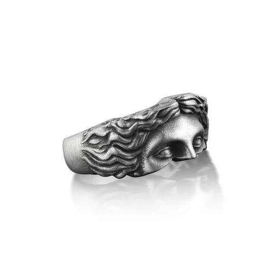 Anillos para hombre Anillo creativo de máscara de Venus, relieve retro tailandés de plata con