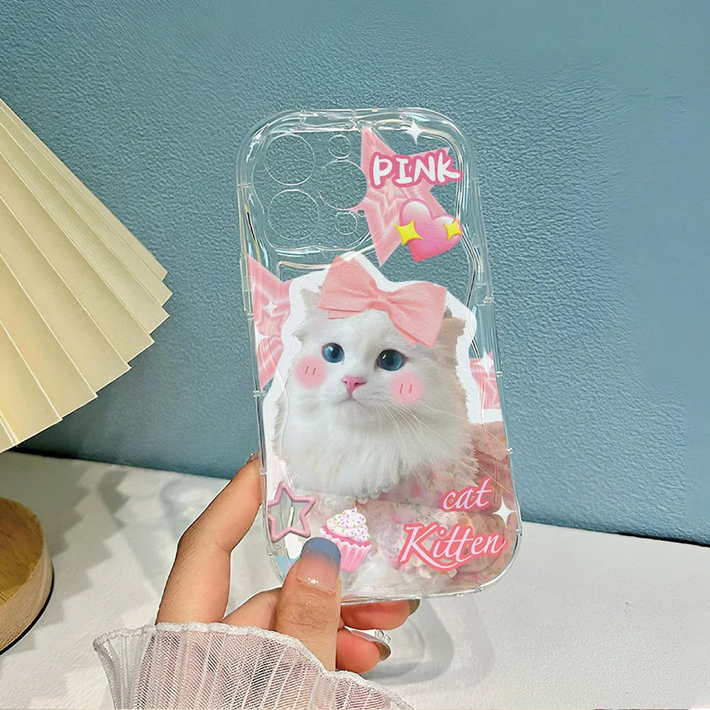 Color: black, Material: Other - Cute Kitten Phone Case for iPhone 15 14 13 12 11 Pro Max XR XS X 7 8 Plus Mini SE Clear Cat Mobile Case