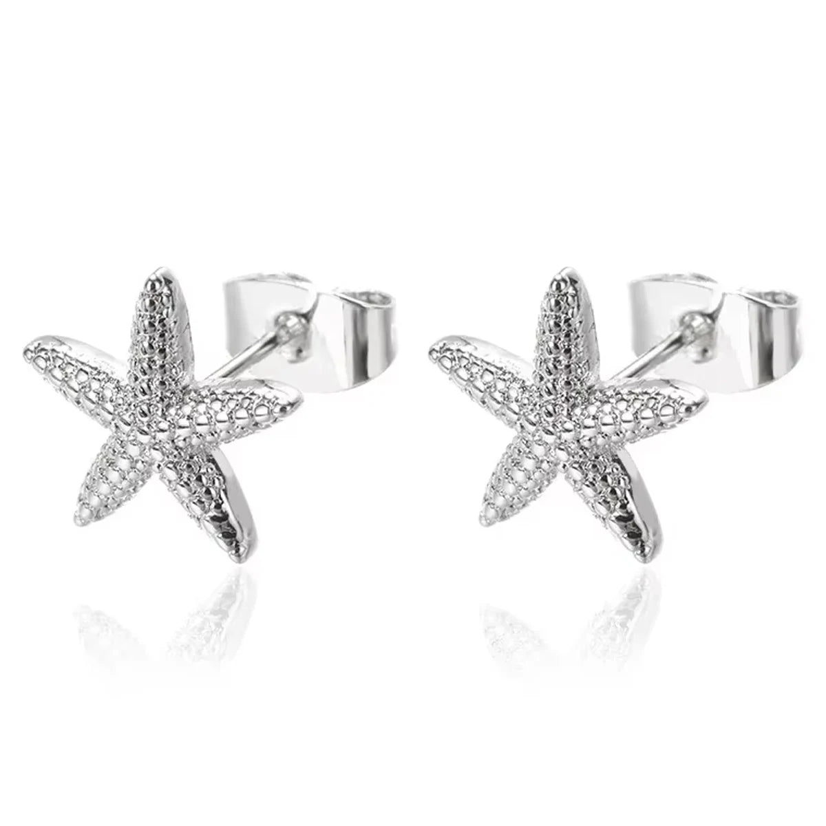 Vintage Summer Starfish Stainless Steel Stud Earrings For Women Simple