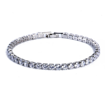 Pulsera de tenis de circonita cúbica de 4 mm con cadena de eslabones para mujer 