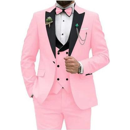 Color: army green, Size: XXS - Men Suit Colorful Luxury Blazer Vest And Pant Sets 3 Piece Birthday Dress Business  Prom Evening Party Costumes High Quality