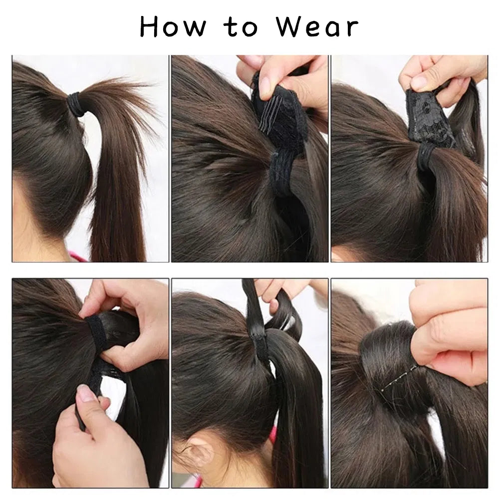 Color: #14, Largo estirado: 34 pulgadas - AZQUEEN Postizo sintético liso con cola de caballo de 85 cm, extensiones de cabello con clip envolventes súper largas, cola de caballo para uso diario