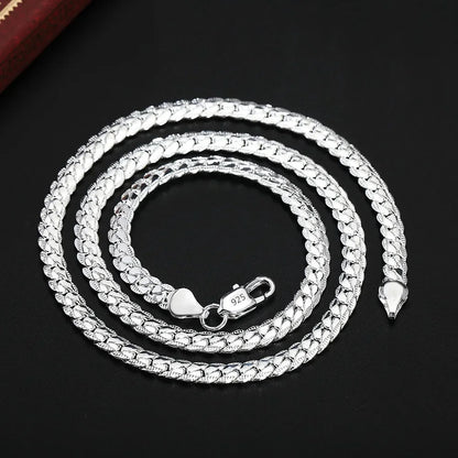 20-60cm Silver Color Luxury Brand Design Noble 6mm Necklace Chain For