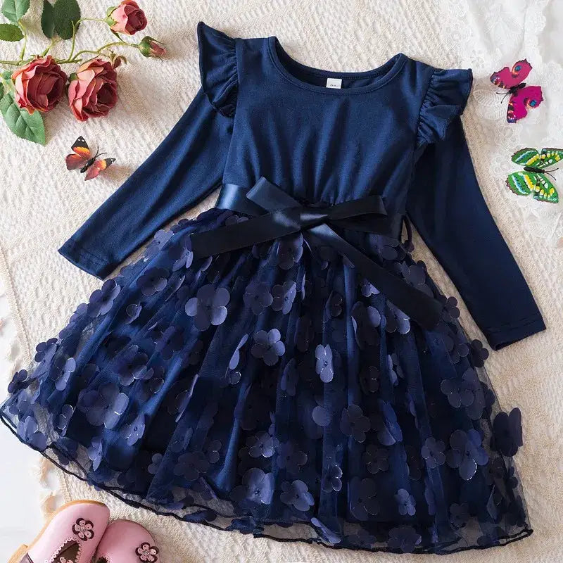 Color: Clear, Size: One Size, Height: 170 - Lilo Stitch Girl Baby Dresses Spring Autumn Child Long Sleeve Sweet Princess Dress Mesh Newborn Casual Dress Birthday Party 2-6Y