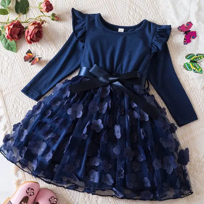 Color: Clear, Size: One Size, Height: 170 - Lilo Stitch Girl Baby Dresses Spring Autumn Child Long Sleeve Sweet Princess Dress Mesh Newborn Casual Dress Birthday Party 2-6Y