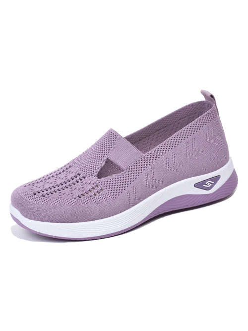Women's Solid Color Breathable Sneakers, Soft Sole Lightweight Slip On