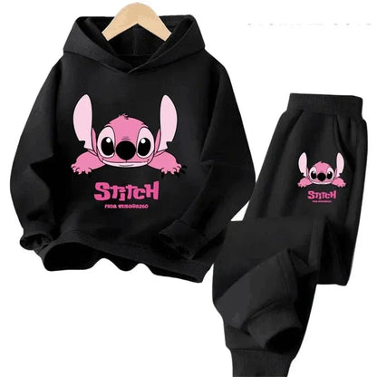 Color: Khaki, Kid Size: 2T - Children Hoodies Stitch Kawaii Fashion Pullover Sweatshirt Anime Trucksuit Manga Cartoons Girls Boy Kids Autumn Casual Clothes
