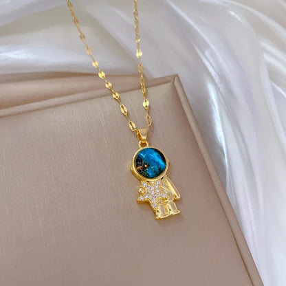 Collares de astronauta y estrella ZAKOL para mujeres y niñas, color dorado 