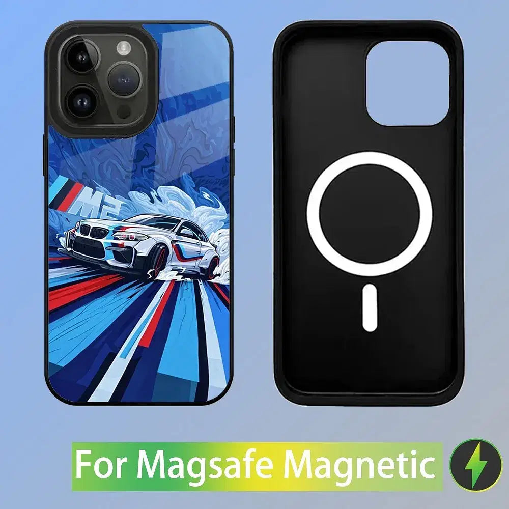Color: GRAY, Material: Neoprene - Cool Sport Car B-BMW Phone Case For iPhone 16,15,14,13,12,11,Plus,Pro,Max Mini Magsafe Magnetic Wireless Charging