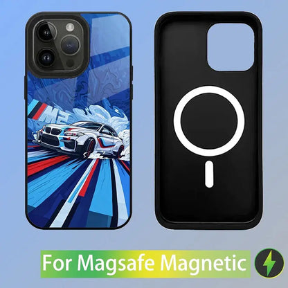 Color: GRAY, Material: Neoprene - Cool Sport Car B-BMW Phone Case For iPhone 16,15,14,13,12,11,Plus,Pro,Max Mini Magsafe Magnetic Wireless Charging
