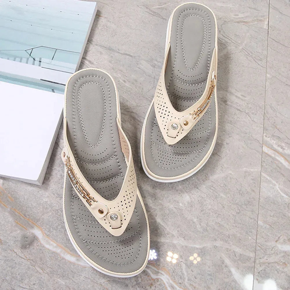 Color: WHITE, Shoe Size: 36, Ships From: CHINA - Women's Soft Cushion Flip Flops Thong Sandals Slippers Casual Orthotics Sandals