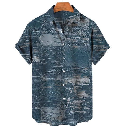 Color: Turquoise, Size: XL - Men's Hawaiian Shirts Men's Short Sleeved Vintage Shirt Men's Fashionable Summer Beach Tops Loose And Comfortable men's Clothing