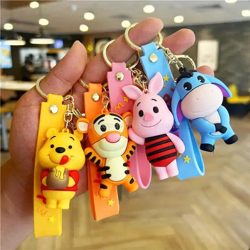 Color: Dark Silver - Wholesale Anime Disney Keychain Mickey Mouse Minnie Lilo & Stitch Cartoon Keyring Kawaii Key Chain Car Pendant Kids Toys Gifts