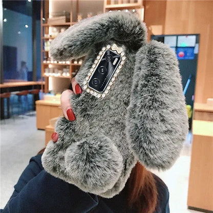 Color: PURPLE, Material: Vinyl - Warm Plush Rabbit Fluffy fur Cover for Samsung A15 A25 A35 A55 A14 A24 A34 A54 A13 A23 A33 A53 A12 A22 A32 A52 A51 Phone Case