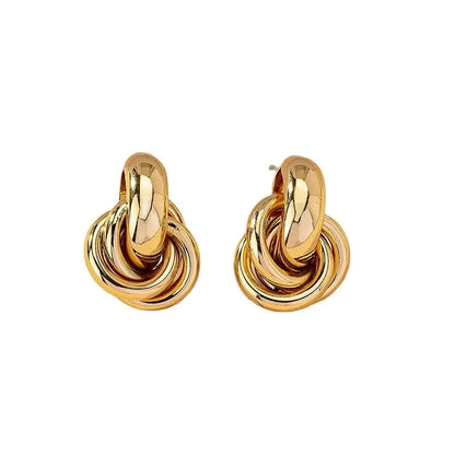 Pendientes de aro con nudo Obega en color dorado y plateado para mujer con baño brillante