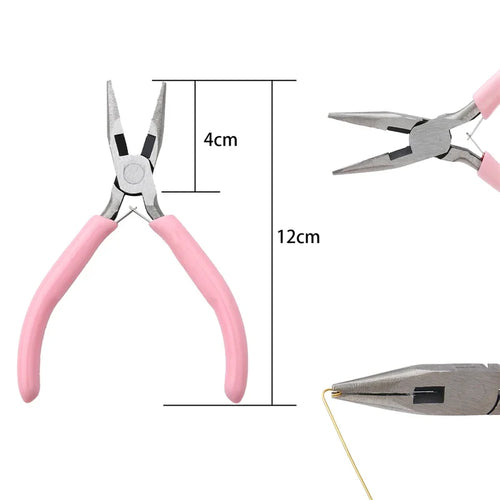 Cute Pink Color Handle Anti-slip Splicing and Fixing Jewelry Pliers