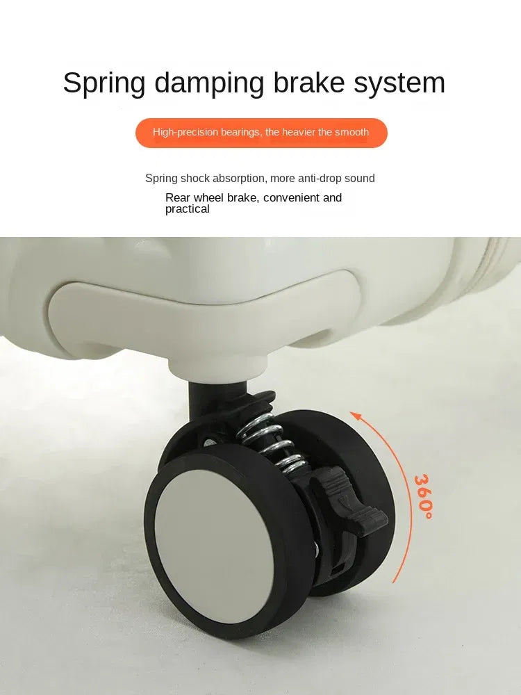 Color: Beige, Luggage Size: 20Inches 500mm - Wide Pull Rod Suitcase 2024 New Universal Wheel Small Lightweight Boarding Luggage 20 inch Password Lock Travel Case