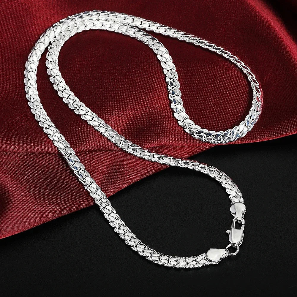 20-60cm Silver Color Luxury Brand Design Noble 6mm Necklace Chain For