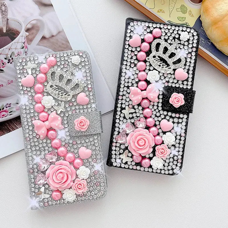 Color: Silver, Material: Microfiber - Wallet Glitter Case For Samsung Galaxy S24 FE S23 Ultra S22 Plus S21 S20 A13 A14 A15 A16 A53 A54 A55 A34 Flip Luxury Leather