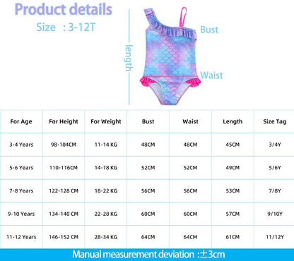 Color: Pink, Size: M - Stitch Girls Swimsuit Fashion Mermaid Fish Scale One-Piece Bathing Suits Children's Dresses Summer Swimwear Beach Suit Kids Wear