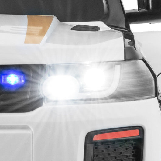 12V Kids Ride on Police Car with Remote and Siren Flashing Lights-White - Color: White