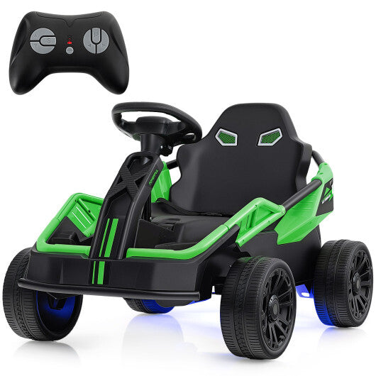 Vehículo eléctrico UTV de 12 V con control remoto y música para niños grandes - Verde - Color: Verde