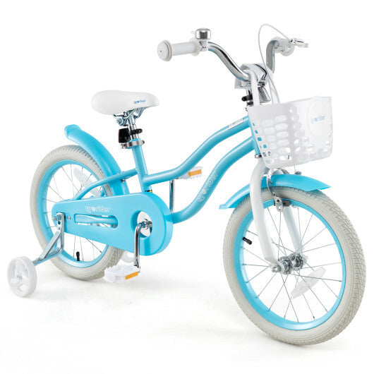 Bicicleta para niños de 14, 16 y 18 pulgadas con frenos dobles y asiento ajustable - 16 pulgadas - Color: Azul - Tamaño: 16 pulgadas