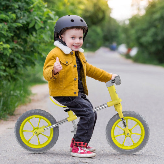 Bicicleta de equilibrio de 12 pulgadas con asiento ajustable y manillar giratorio - Verde - Color: Verde
