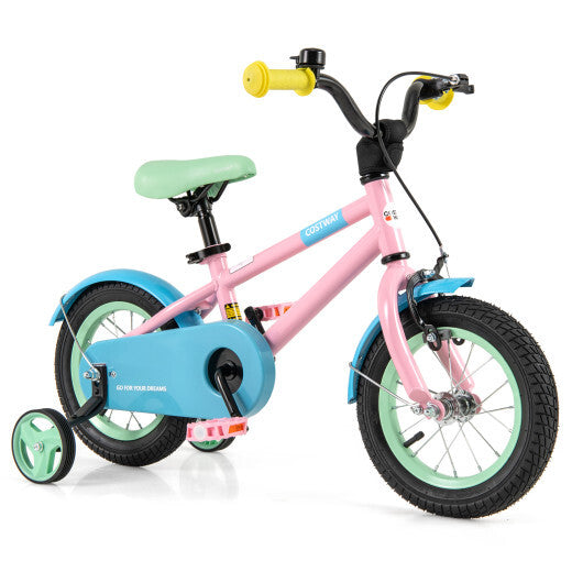 Kids Bike with Adjustable Handlebar and Saddle Pink-12 Inches - Color: Pink - Size: 12 inches