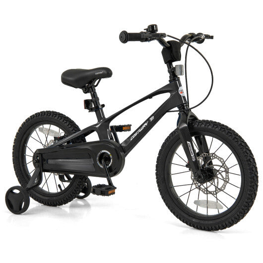 16 Inch Kids Bike Lightweight with 2 Removable Training Wheels for Aged 4-7-16 inches - Color: Black - Size: 16 inches