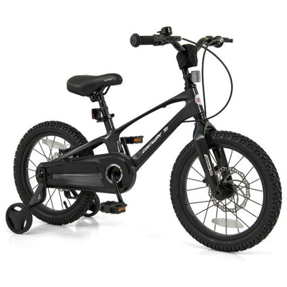 16 Inch Kids Bike Lightweight with 2 Removable Training Wheels for Aged 4-7-16 inches - Color: Black - Size: 16 inches