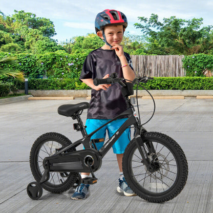 16 Inch Kids Bike Lightweight with 2 Removable Training Wheels for Aged 4-7-16 inches - Color: Black - Size: 16 inches