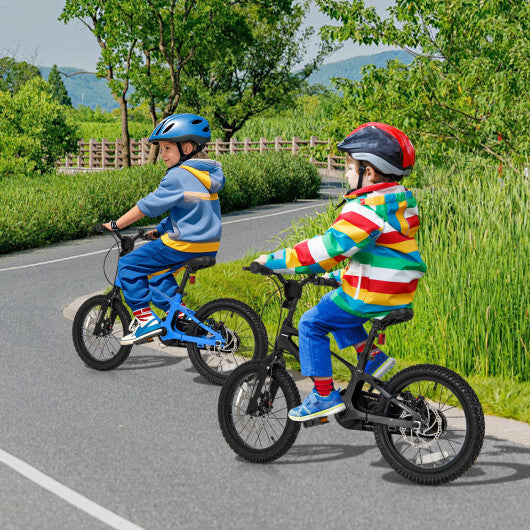 16 Inch Kids Bike Lightweight with 2 Removable Training Wheels for Aged 4-7-16 inches - Color: Black - Size: 16 inches