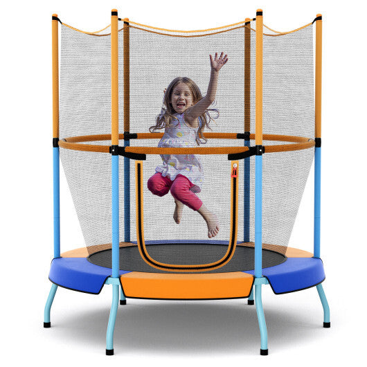 48 Inch Toddler Trampoline with Safety Enclosure Net-Orange - Color: Orange