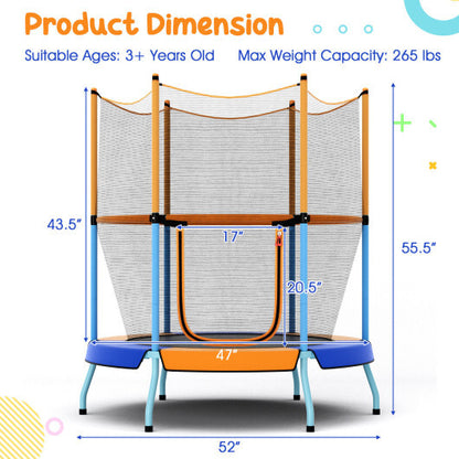 48 Inch Toddler Trampoline with Safety Enclosure Net-Orange - Color: Orange