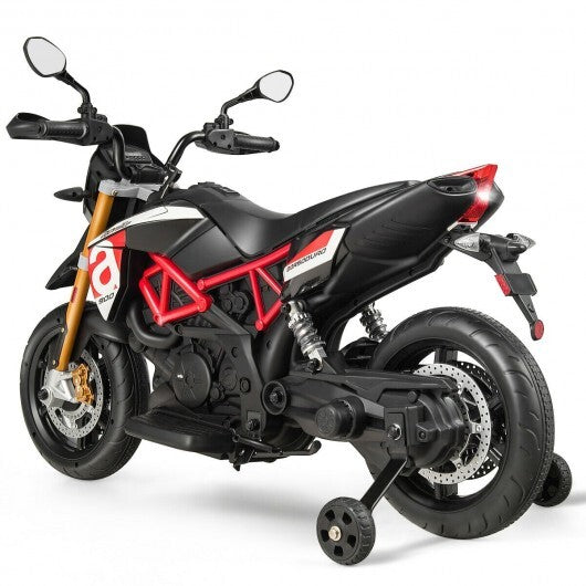 12V Kids Ride-On Motorcycle Aprilia Licensed with Sounds and Music-Red - Color: Red
