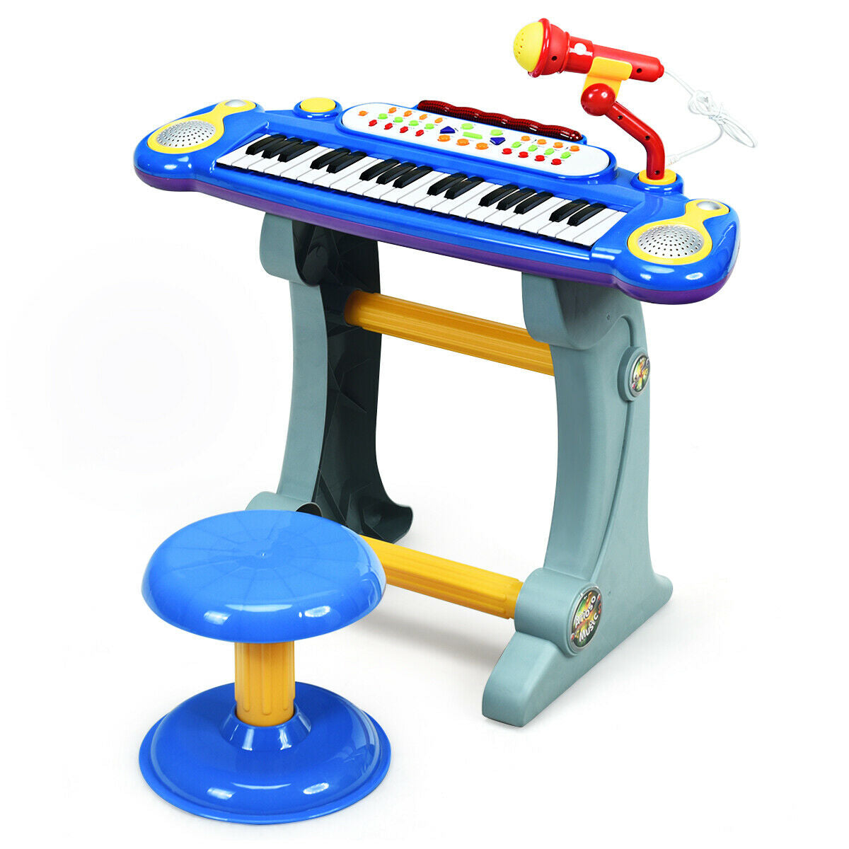37 Key Electronic Keyboard Kids Toy Piano-Blue - Color: Blue