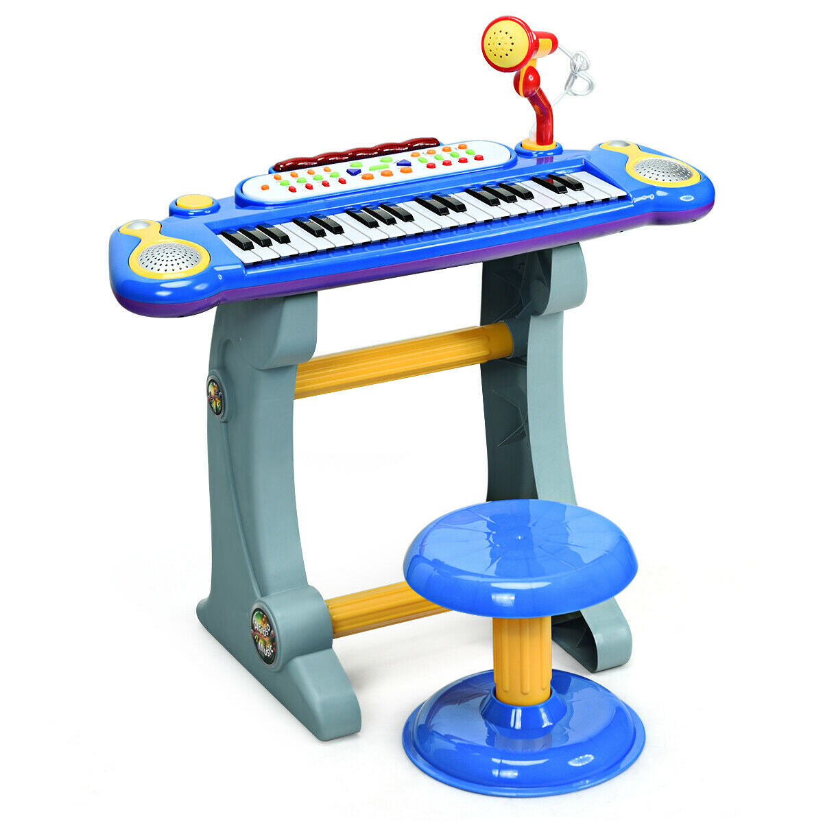 37 Key Electronic Keyboard Kids Toy Piano-Blue - Color: Blue