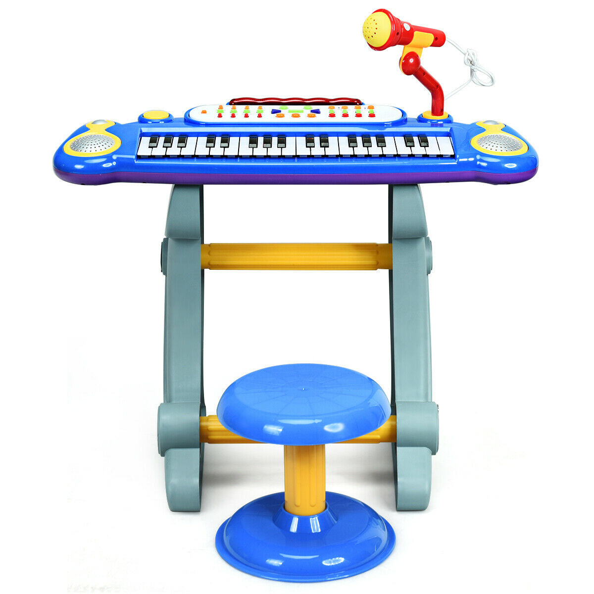 37 Key Electronic Keyboard Kids Toy Piano-Blue - Color: Blue