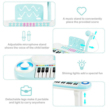 37-key Kids Electronic Piano Keyboard Playset-Blue - Color: Blue
