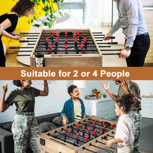 54 Inches Full Size Foosball Table with Legs 2 Balls and 2 Foldable Cup Holders for Kids Teens Adults-Natural